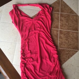 NWT Hot Pink Rauching Side Dress